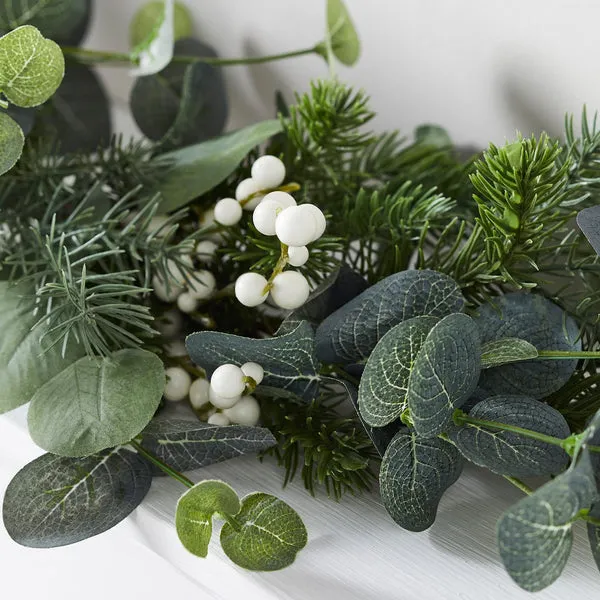 2m Pre Lit Eucalyptus & White Berry Christmas Garland