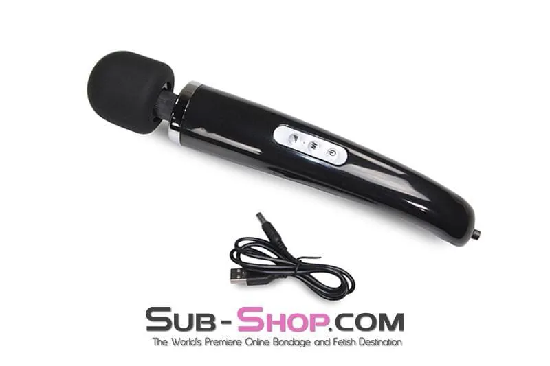 3433M      30 Speed Wireless USB Rechargeable Magic Wand Vibrator, Black