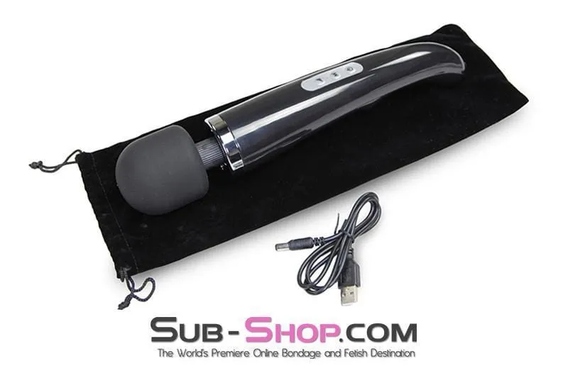 3433M      30 Speed Wireless USB Rechargeable Magic Wand Vibrator, Black