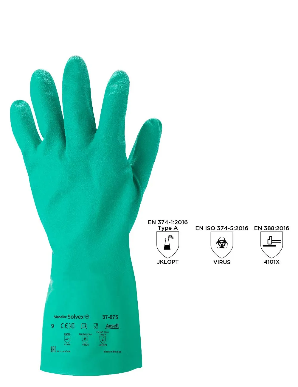 Ansell Solvex {37-675's} Green Large Gloves {All Sizes}