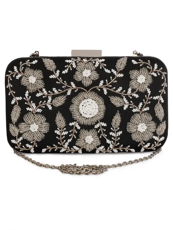 Black Ornate Clutch Bag