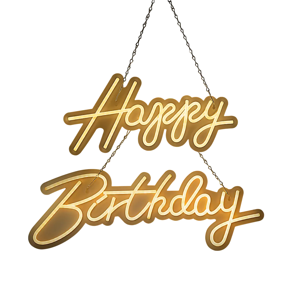 Bright LED Neon Happy Birthday Sign, Extra Brightness Control