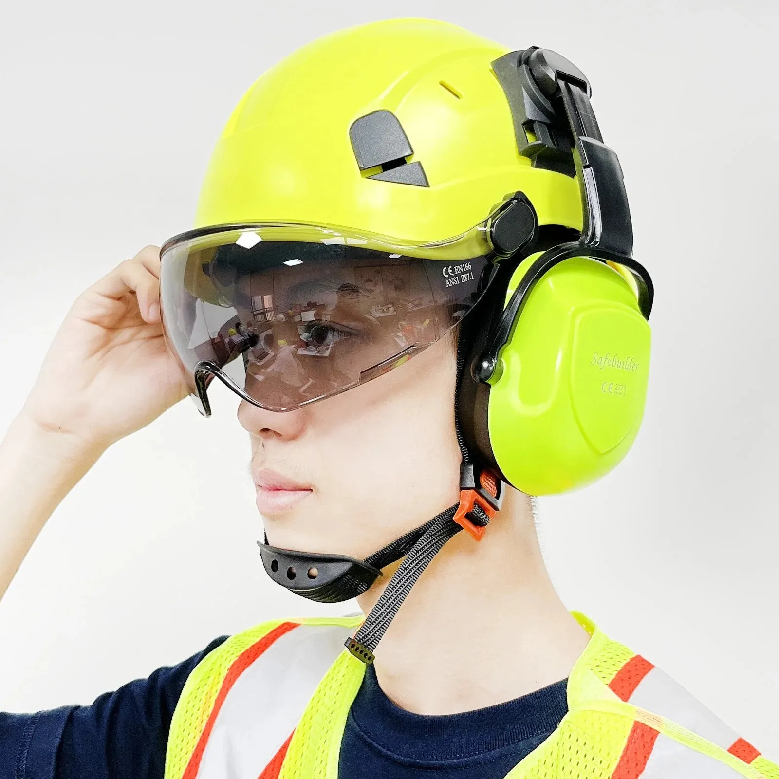 Carbon Fiber Pattern Safety Helmet With Visor