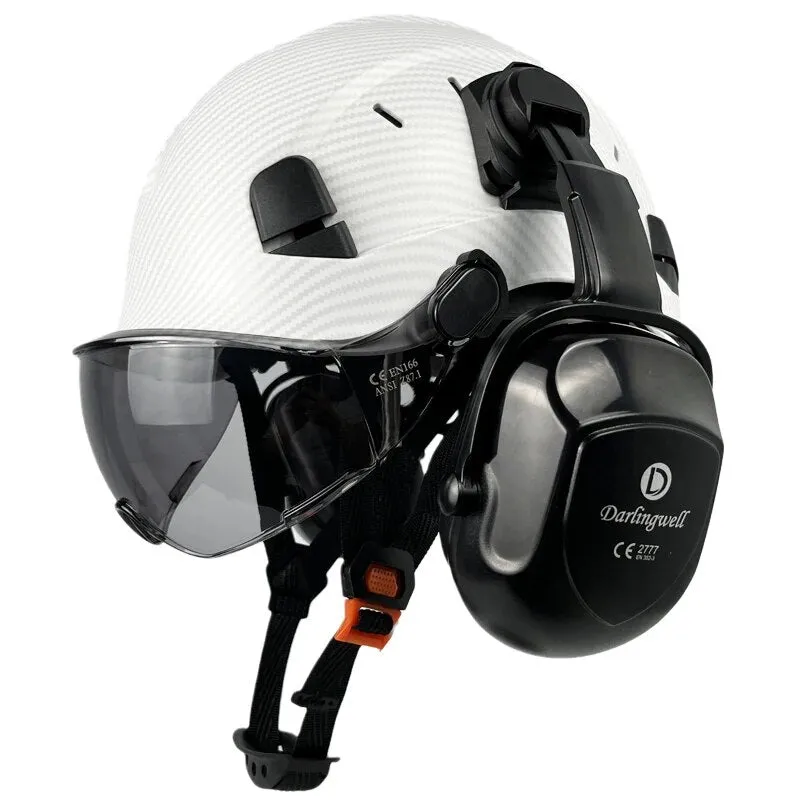 Carbon Fiber Pattern Safety Helmet With Visor