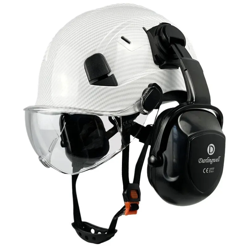 Carbon Fiber Pattern Safety Helmet With Visor