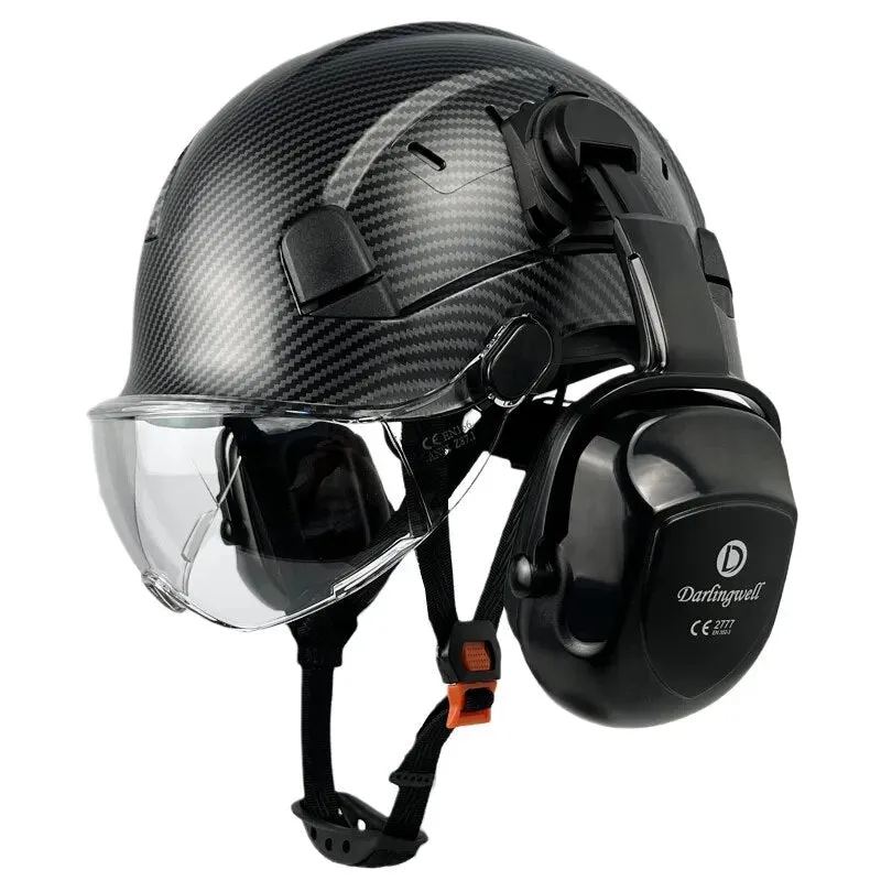 Carbon Fiber Pattern Safety Helmet With Visor