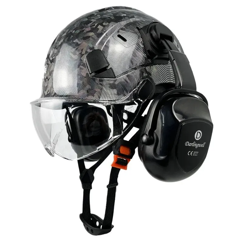 Carbon Fiber Pattern Safety Helmet With Visor