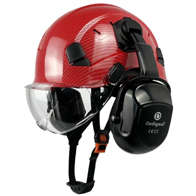 Carbon Fiber Pattern Safety Helmet With Visor