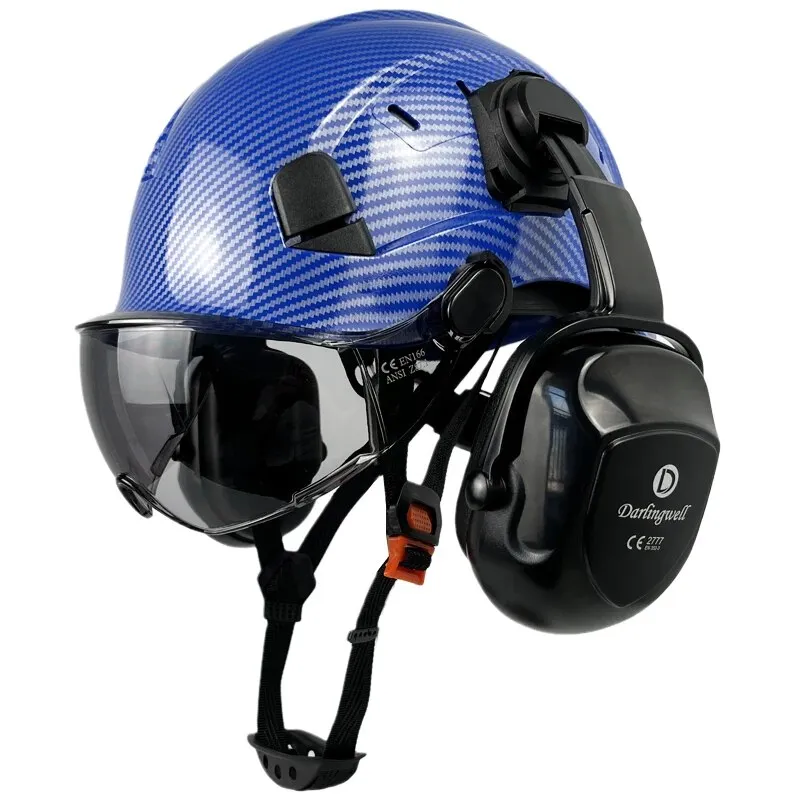 Carbon Fiber Pattern Safety Helmet With Visor