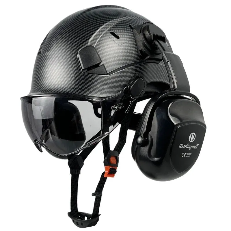 Carbon Fiber Pattern Safety Helmet With Visor