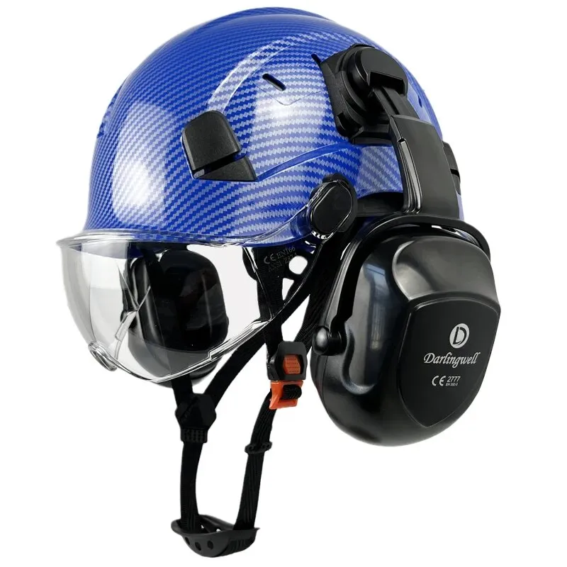 Carbon Fiber Pattern Safety Helmet With Visor