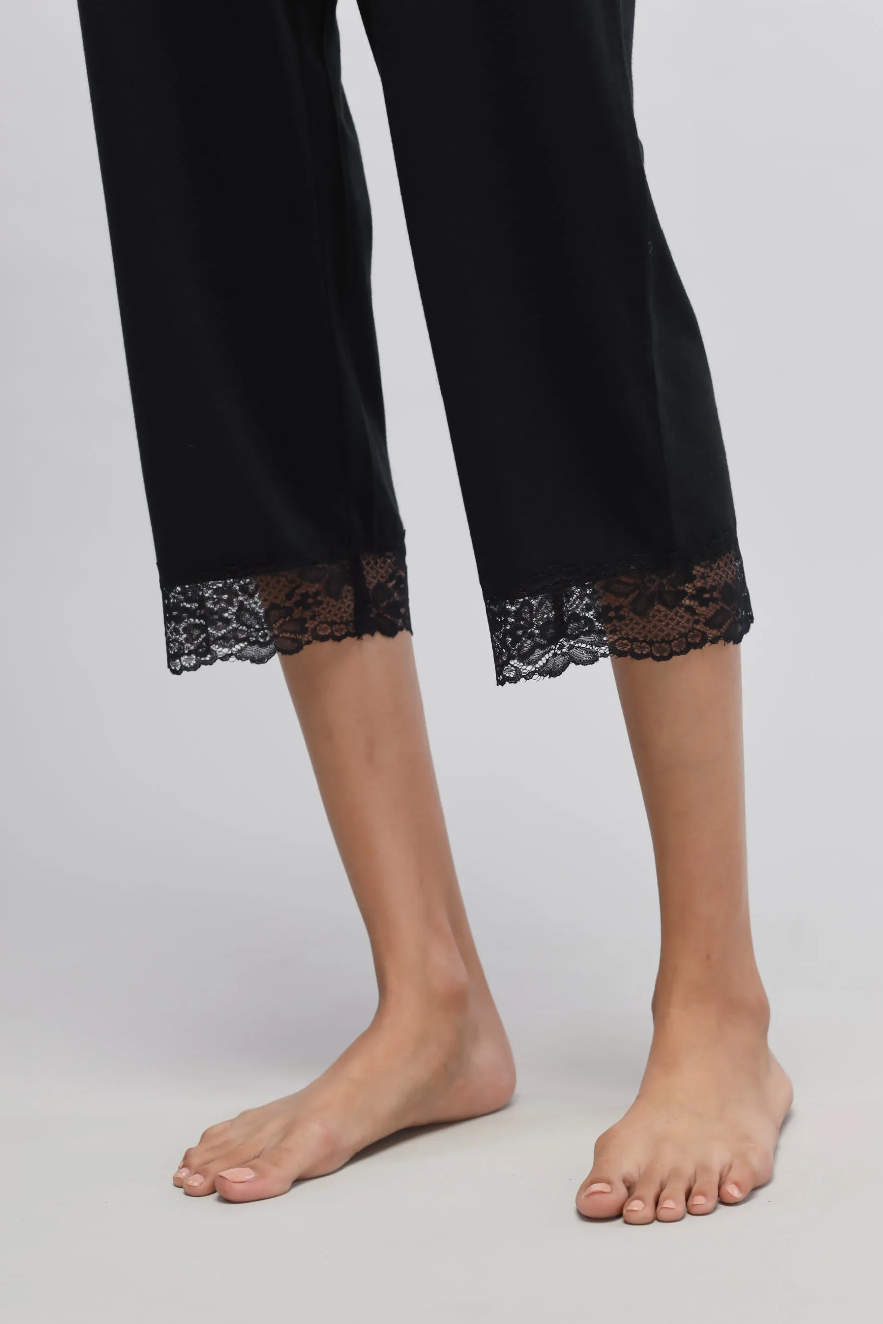 Delicate Black Lace Capri