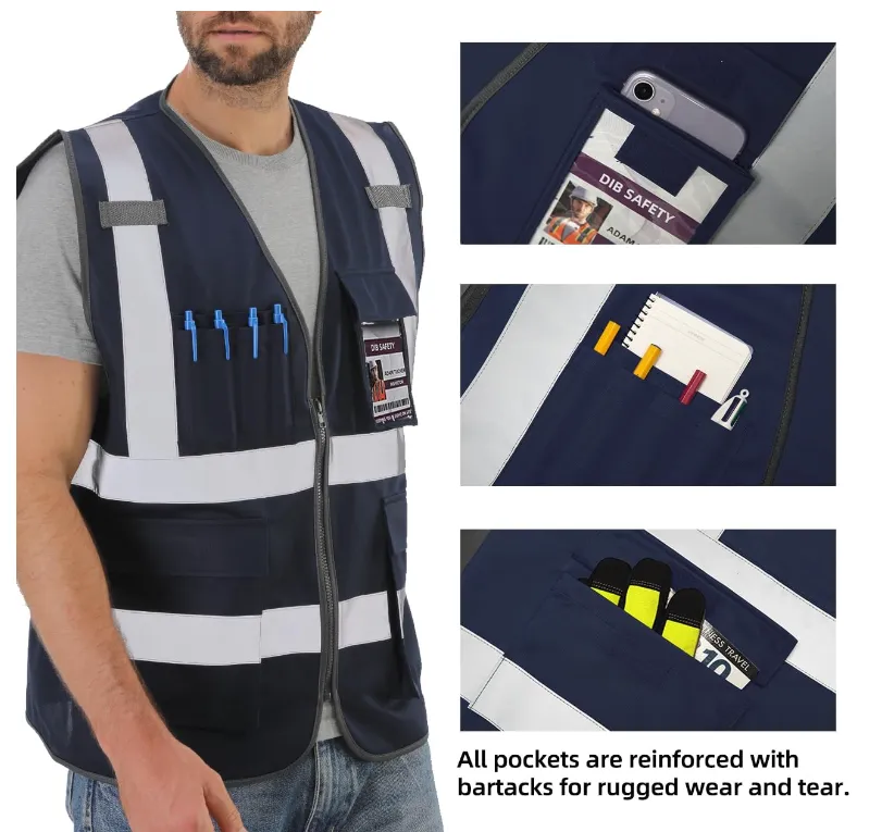 Dib Safety Reflective Vest - Navy