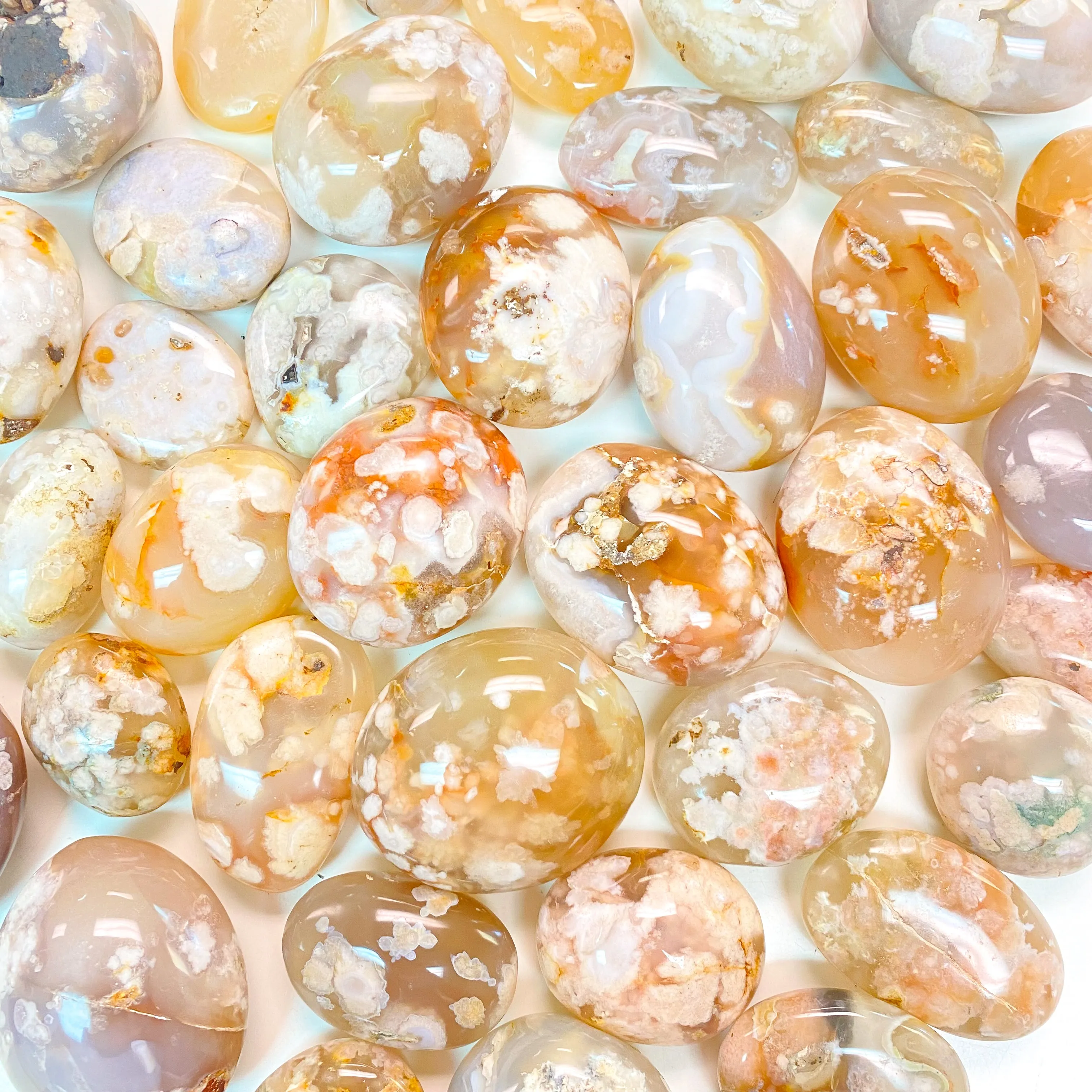 Flower Agate Palm Stone