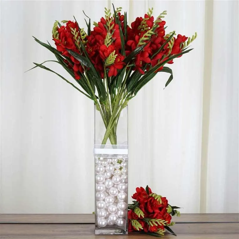 Freesia Bush Artificial Silk Flowers - Red