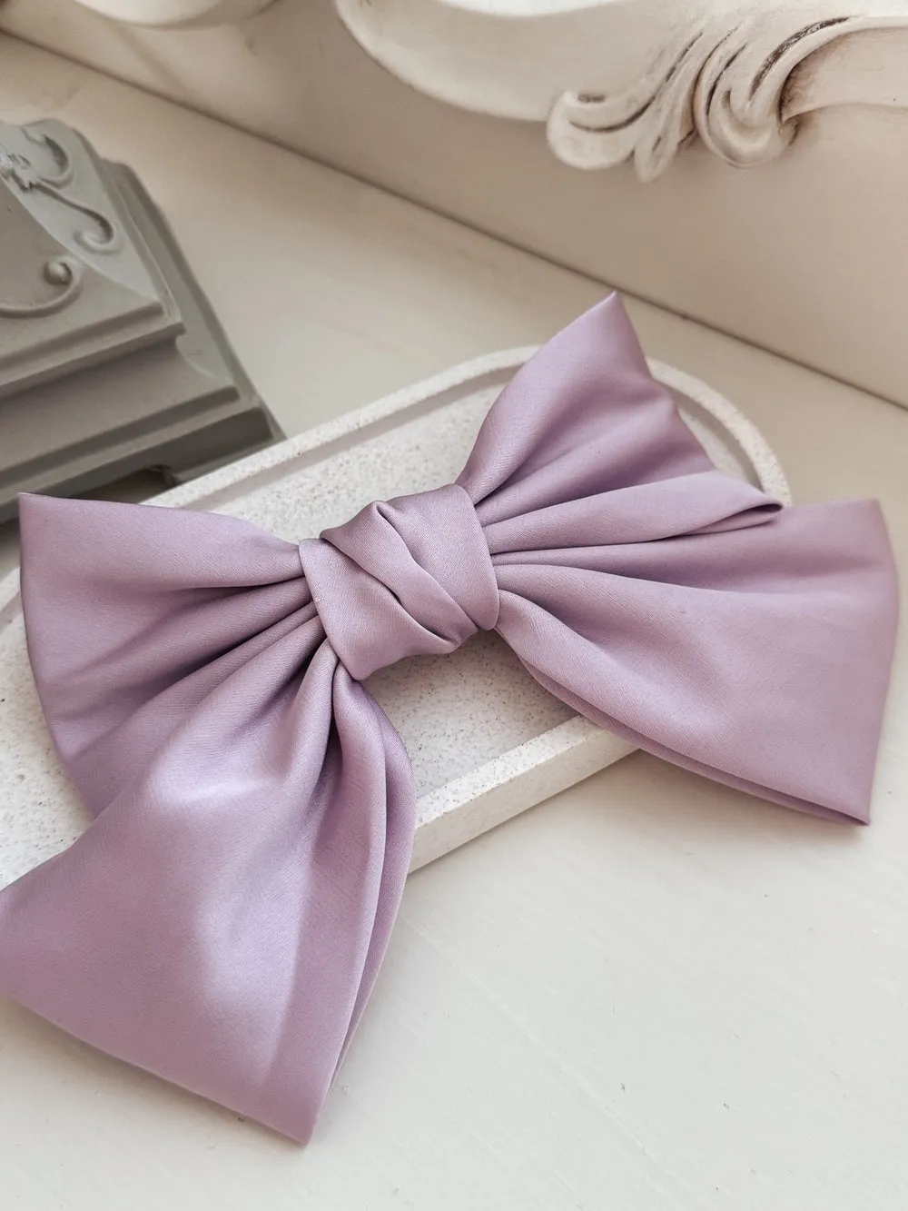 Girls Lilac Satin Bow