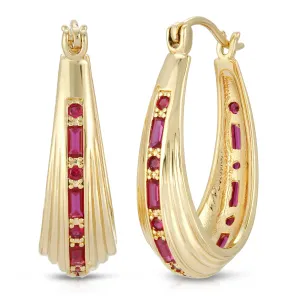 Glamrocks Jewelry - Inner Light Hoops- Ruby