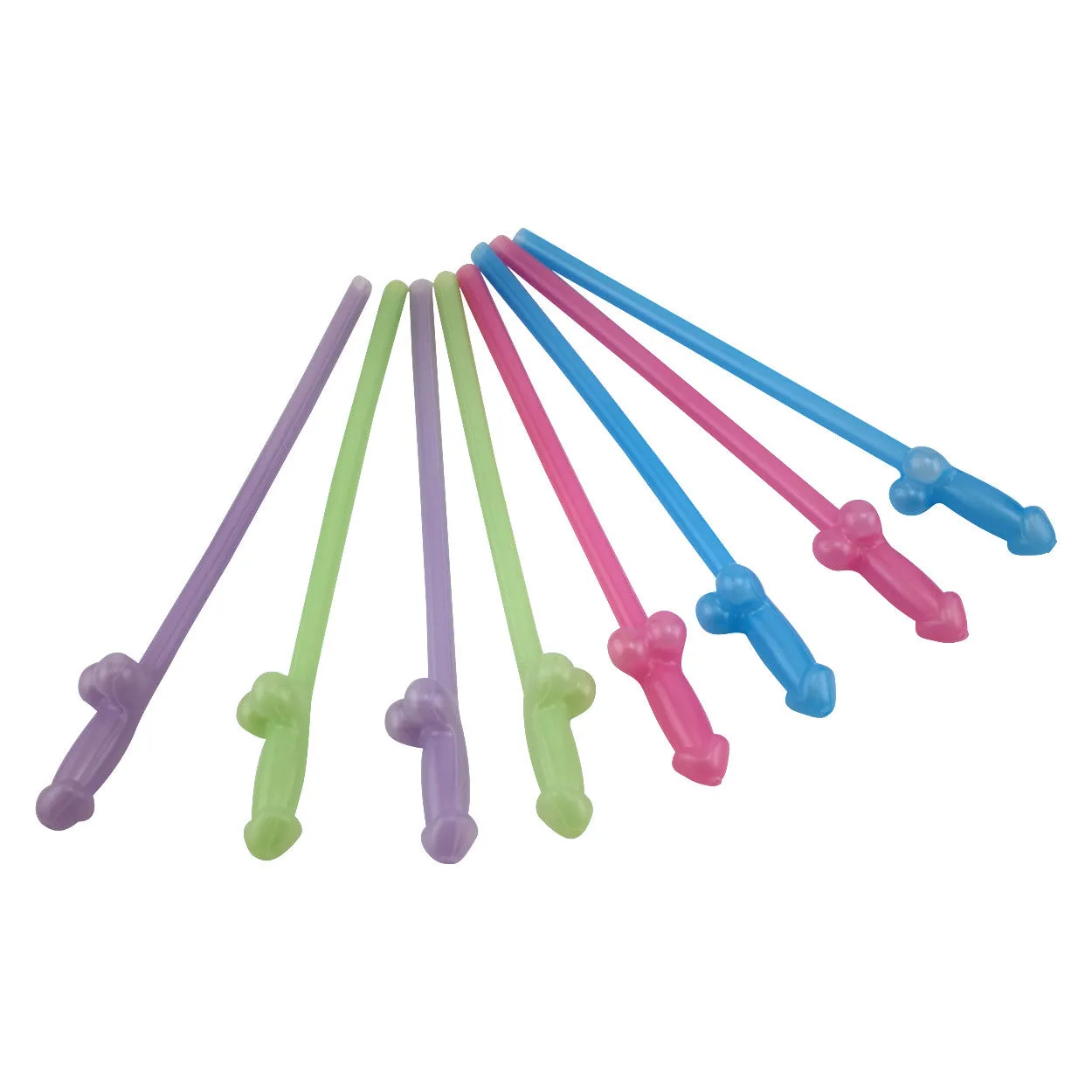 Glowing Penis Straws - 8 Straws