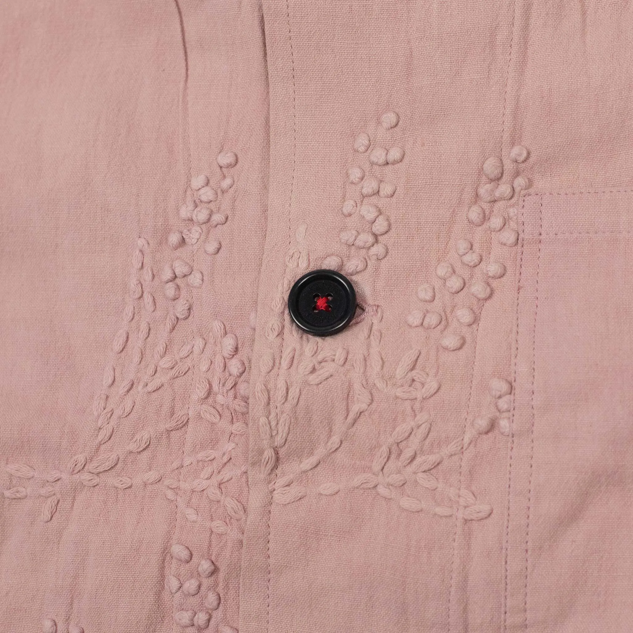 Hand-embroidered Bodhi jacket in pink cotton and hemp