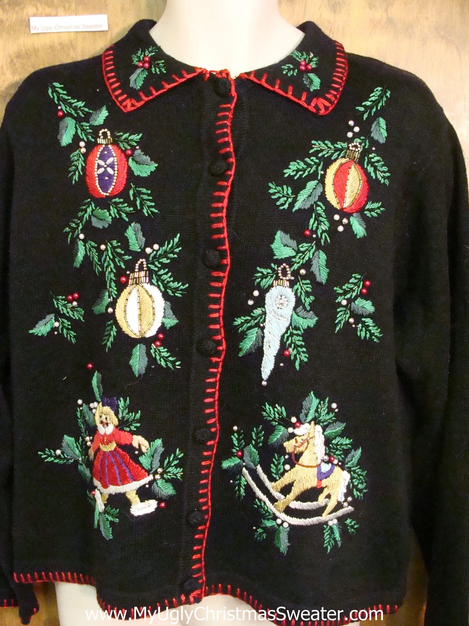 Horrible Fancy Ornaments Ugly Christmas Sweater Cardigan