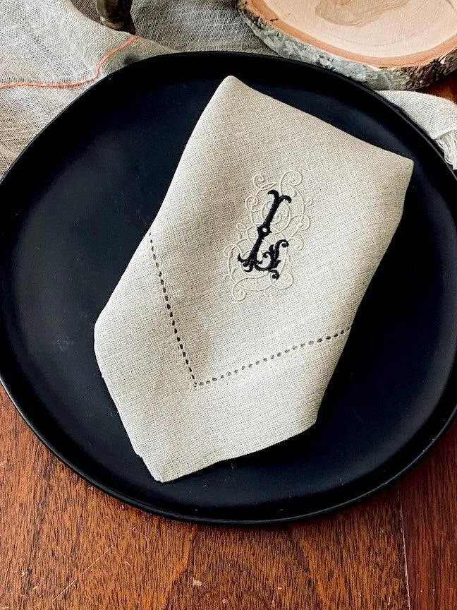 Iron Scroll Monogrammed Embroidered Cloth Napkins - Set of 4 napkins