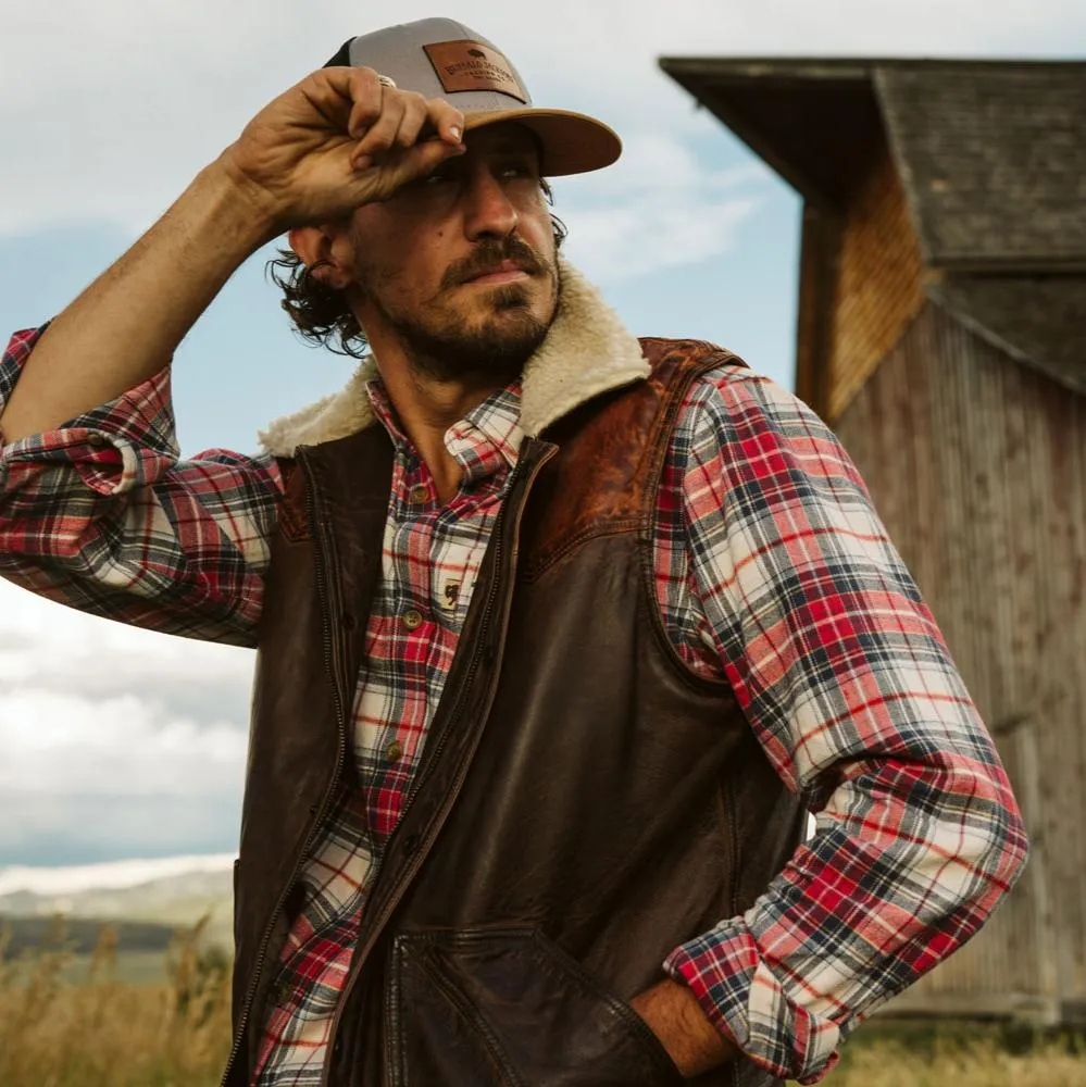 Jackson Leather Sherpa Vest | Tan & Brown