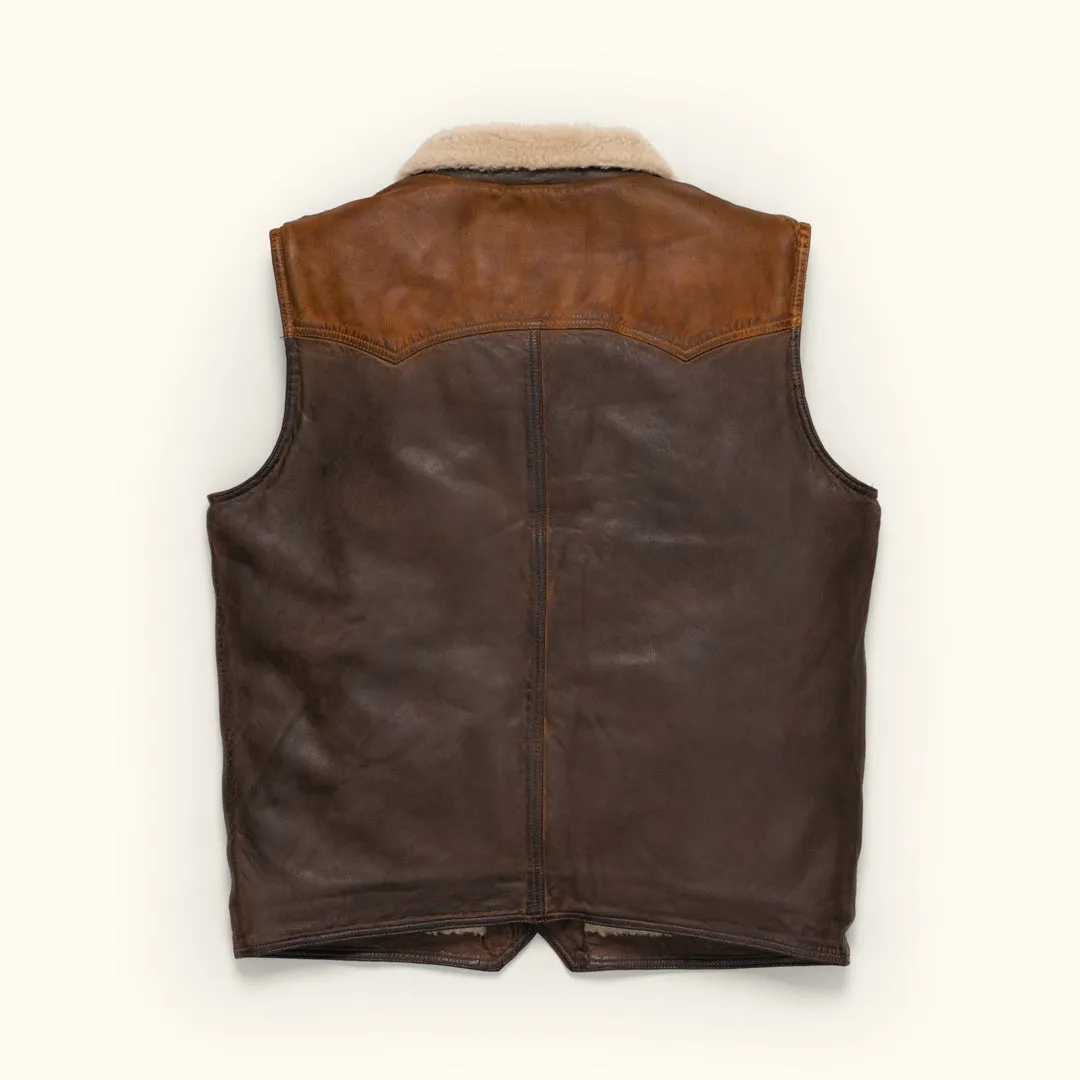 Jackson Leather Sherpa Vest | Tan & Brown