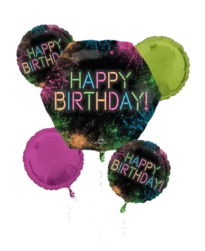 Let's Glow Crazy Birthday Balloon Bouquet | 5 pcs