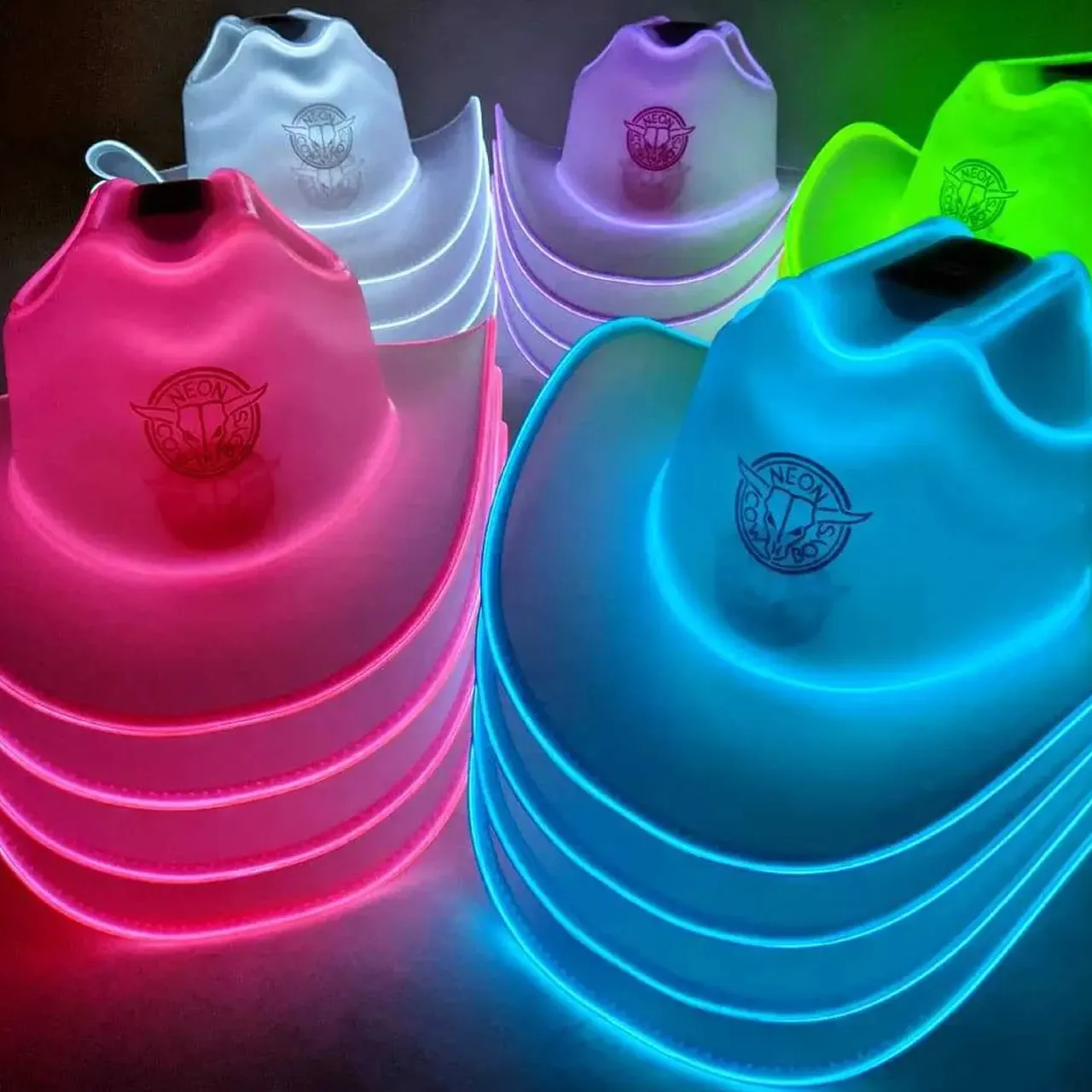 Light Up Holographic Adult Cowboy Hats