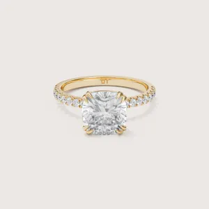 Lotus Cushion Solitaire - Diamond Band