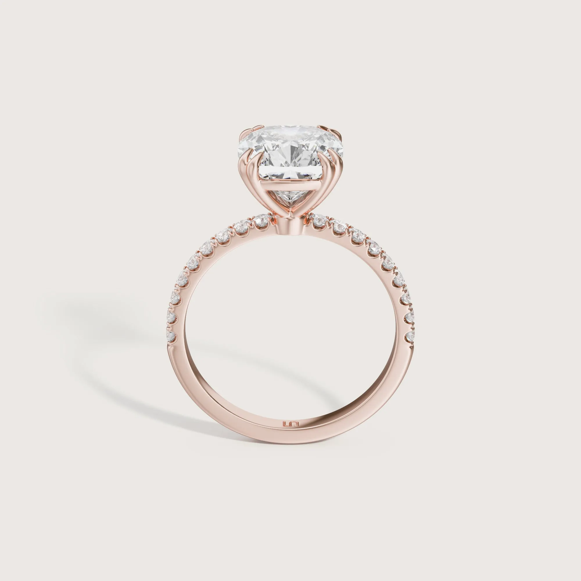 Lotus Cushion Solitaire - Diamond Band