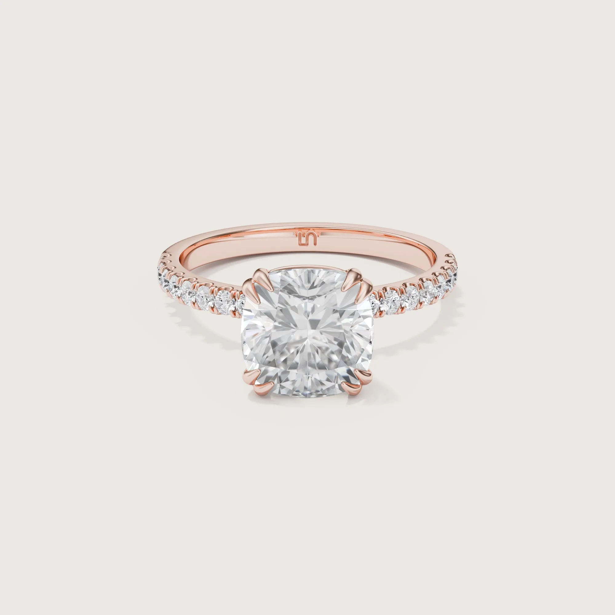 Lotus Cushion Solitaire - Diamond Band