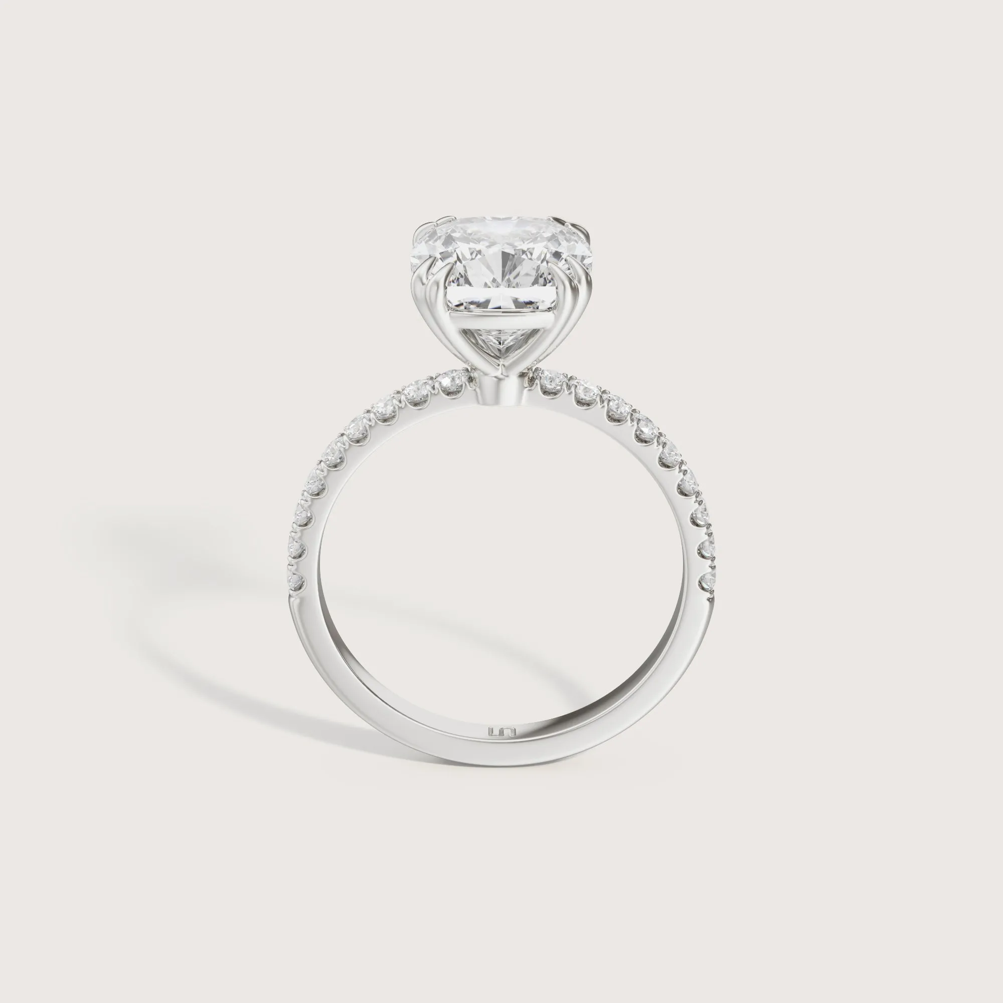 Lotus Cushion Solitaire - Diamond Band