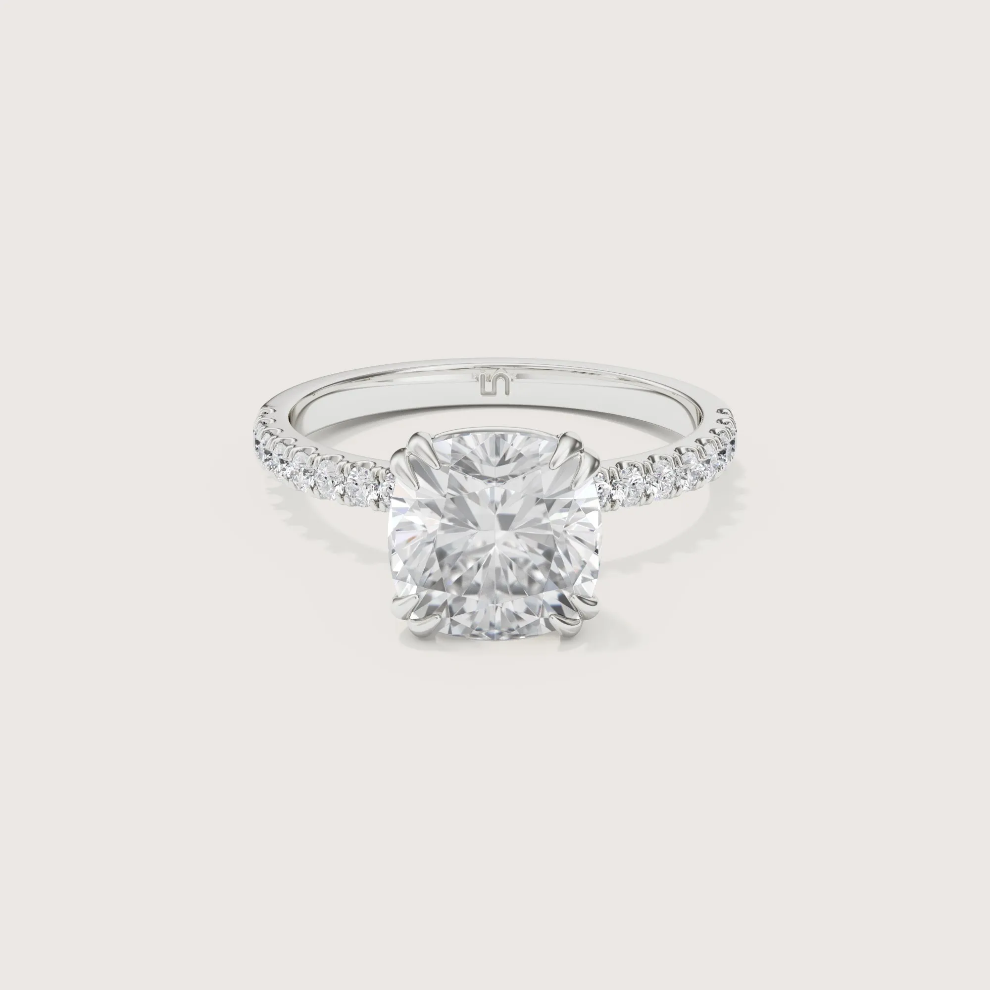 Lotus Cushion Solitaire - Diamond Band