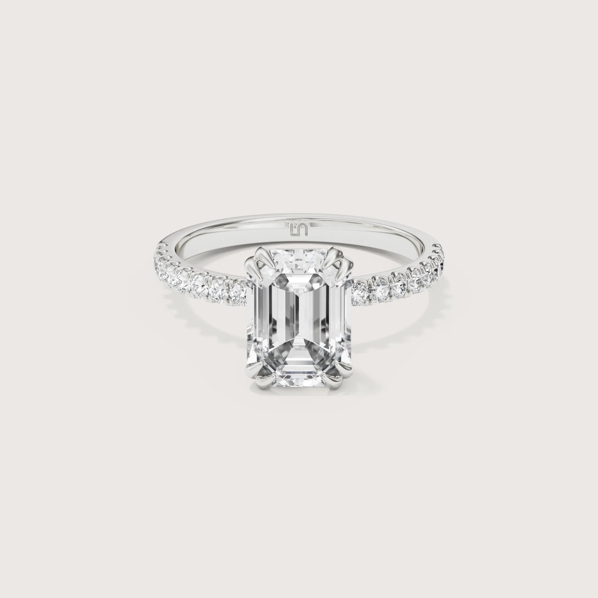 Lotus Emerald Solitaire - Diamond Band