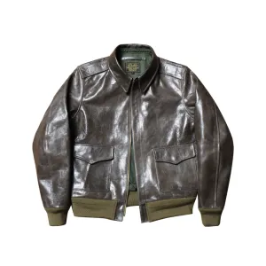 Men's Type A2 Flight Leather Jacket Olive