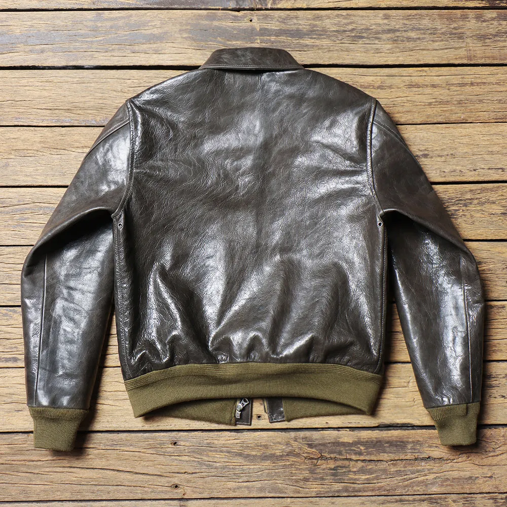 Men's Type A2 Flight Leather Jacket Olive