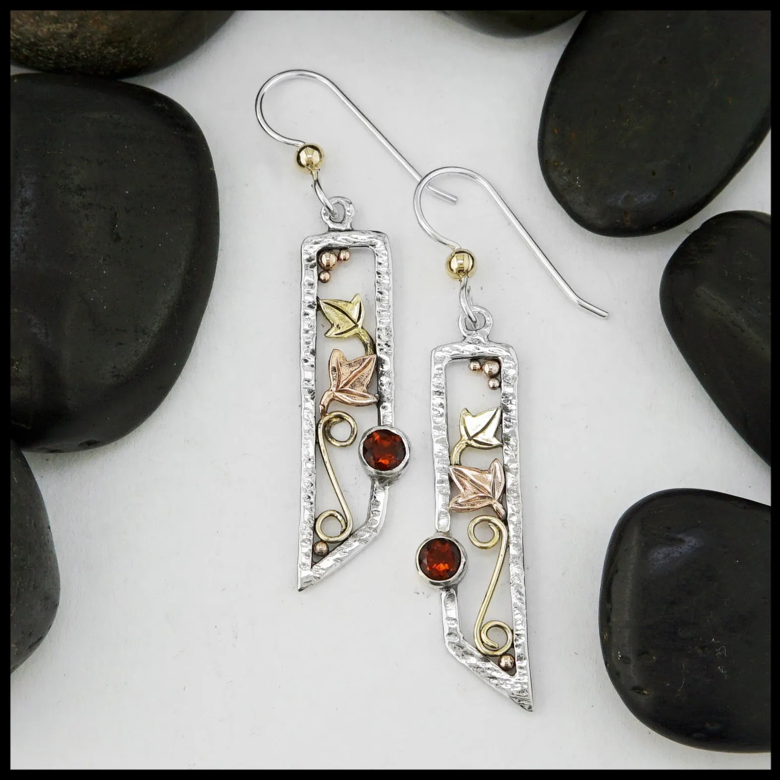 Oak Leaf Frame Earrings with Citrine