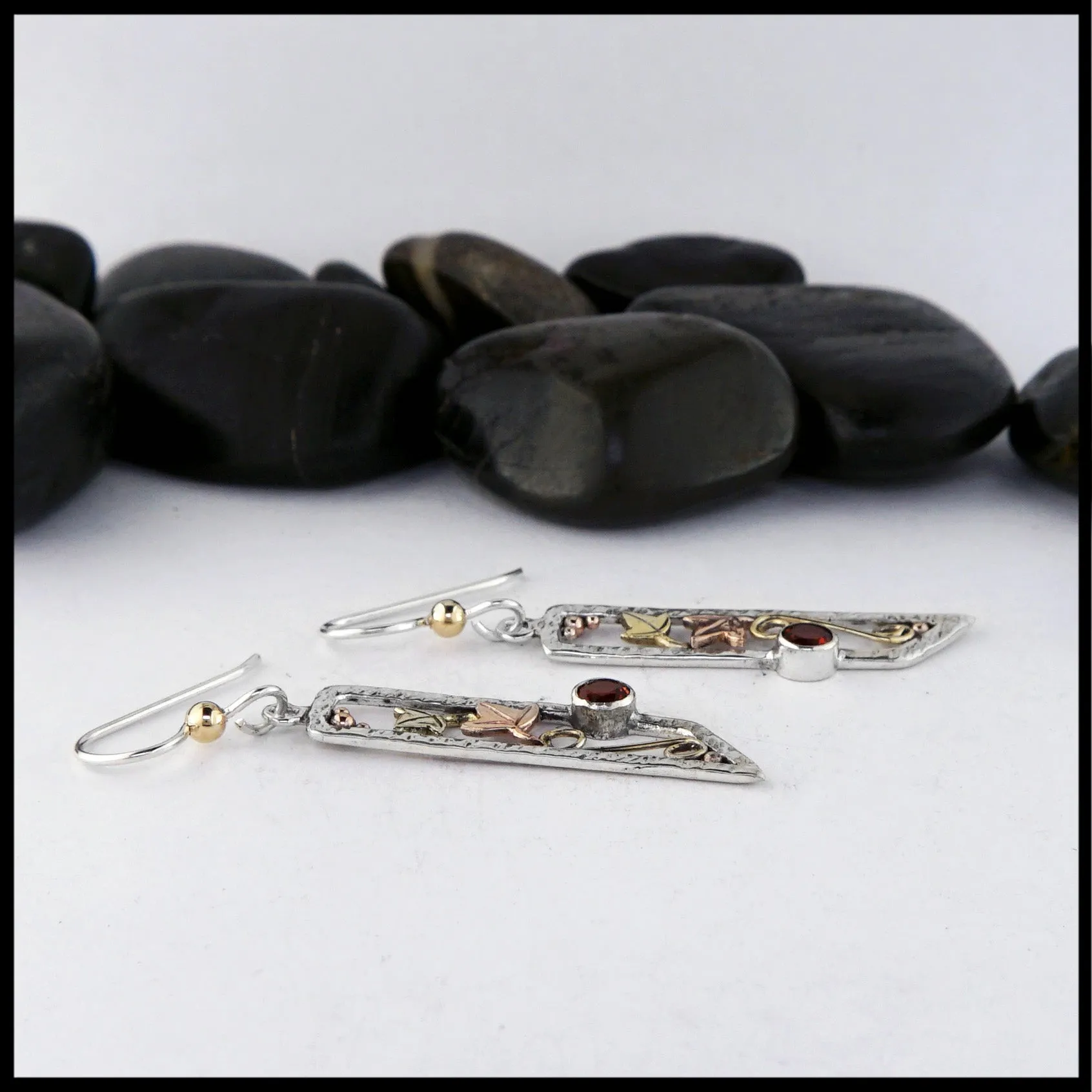 Oak Leaf Frame Earrings with Citrine