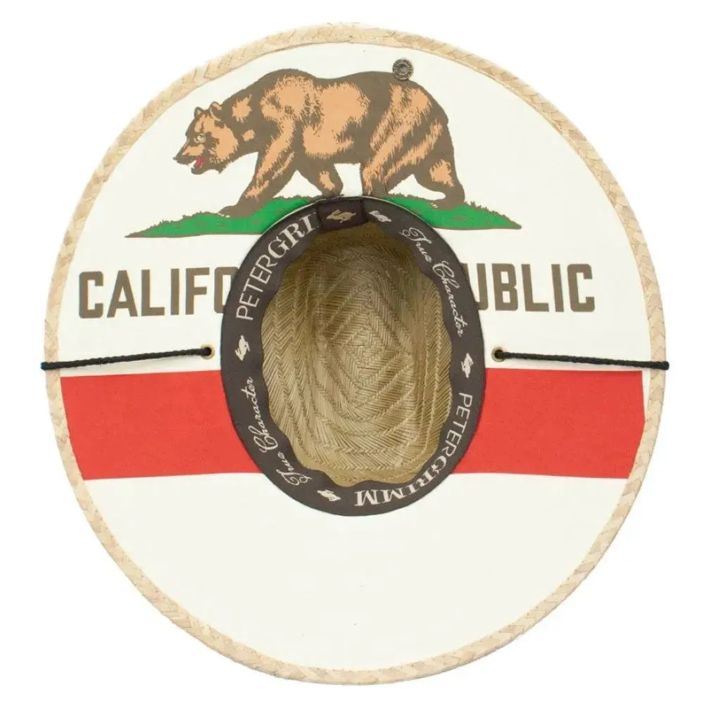 Peter Grimm California Flag - Rye Straw Lifeguard Hat