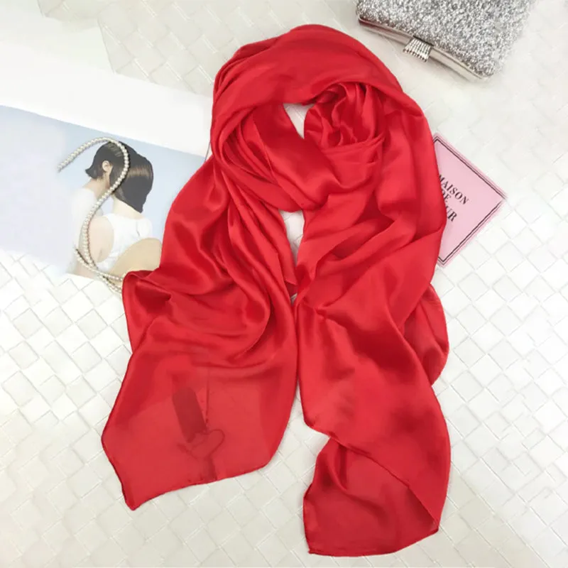 Plain Color Delicate Silk Head Wrap Shawl Scarfs