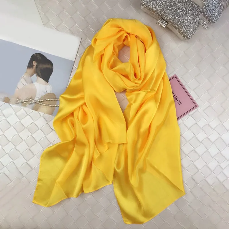 Plain Color Delicate Silk Head Wrap Shawl Scarfs