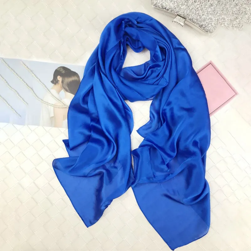 Plain Color Delicate Silk Head Wrap Shawl Scarfs