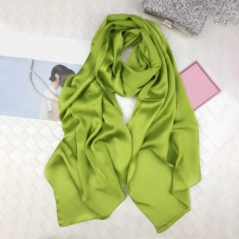 Plain Color Delicate Silk Head Wrap Shawl Scarfs