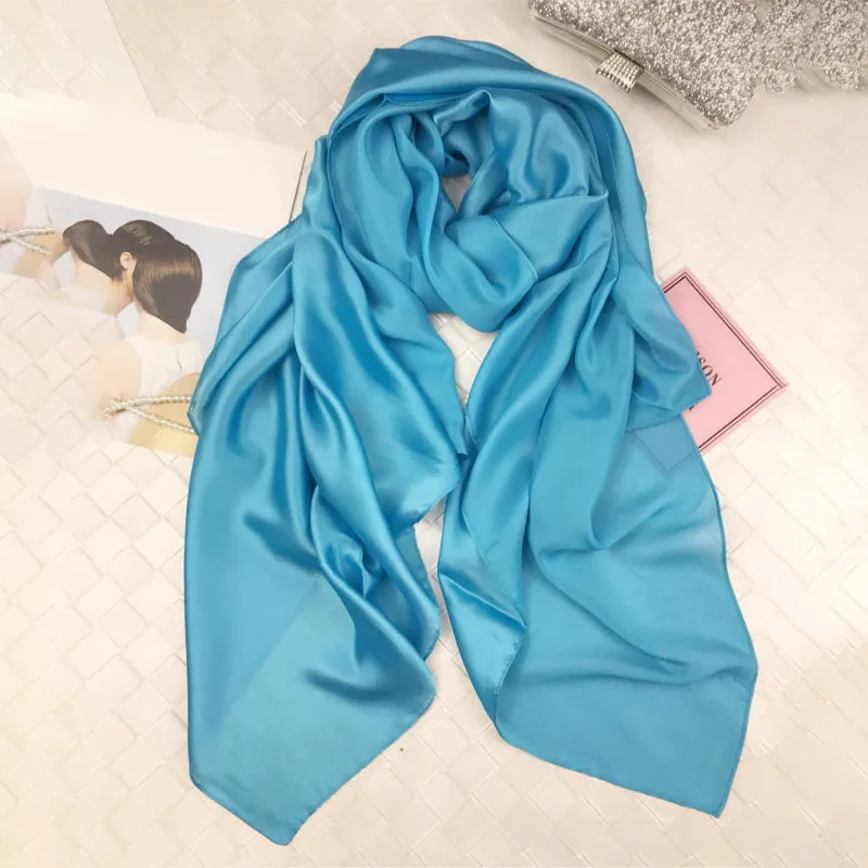 Plain Color Delicate Silk Head Wrap Shawl Scarfs