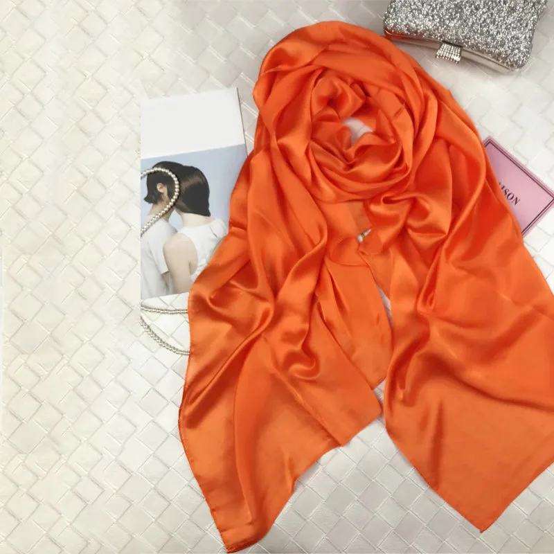 Plain Color Delicate Silk Head Wrap Shawl Scarfs