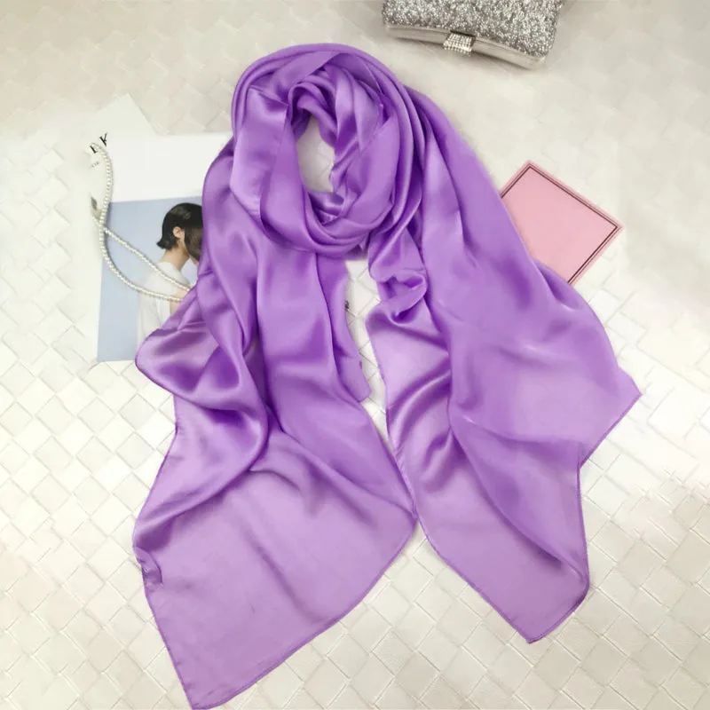 Plain Color Delicate Silk Head Wrap Shawl Scarfs