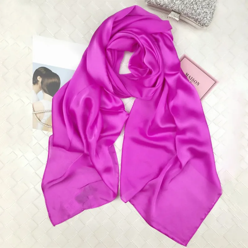 Plain Color Delicate Silk Head Wrap Shawl Scarfs