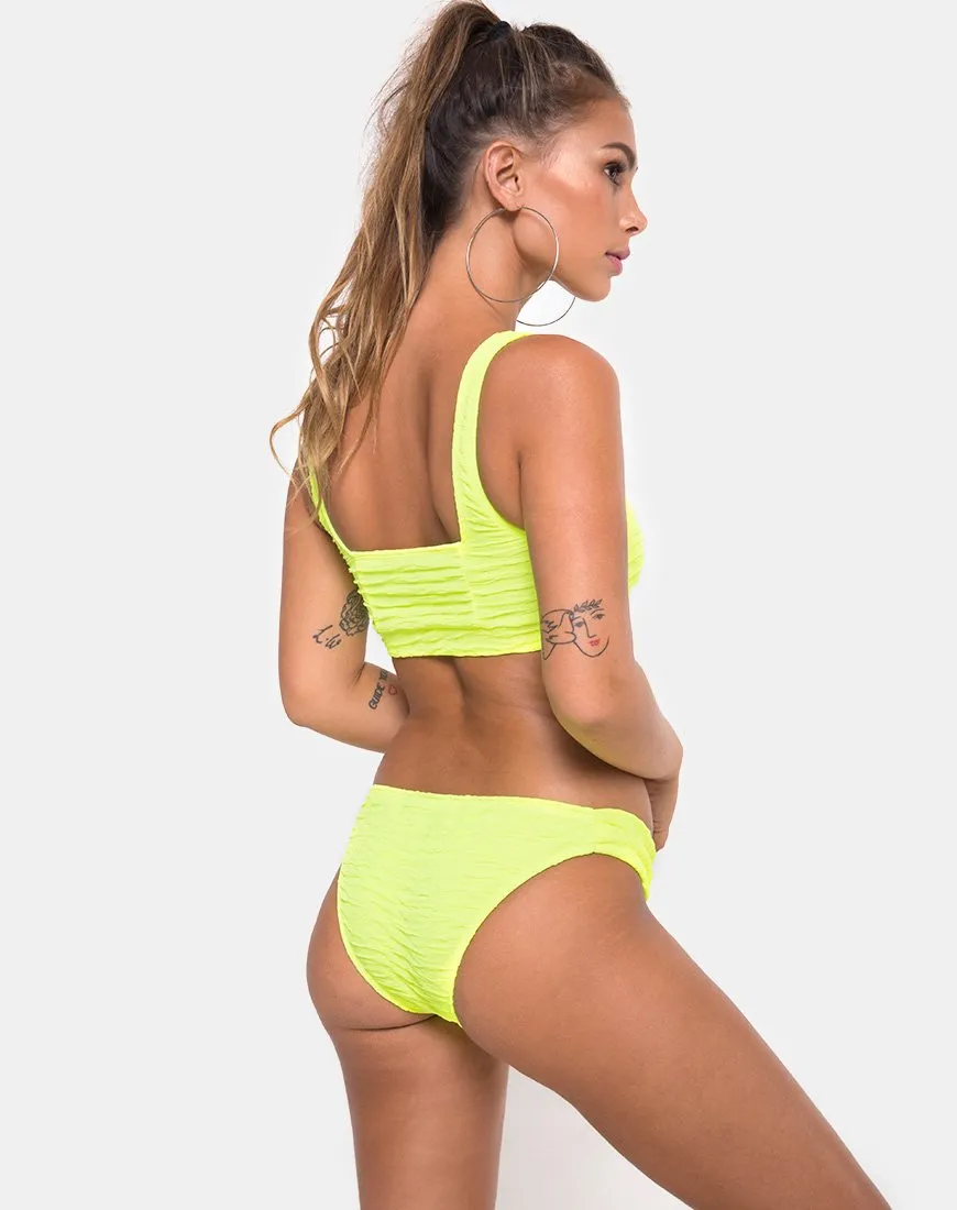 Shani Bikini Top in 80's Crinkle Sour Lime