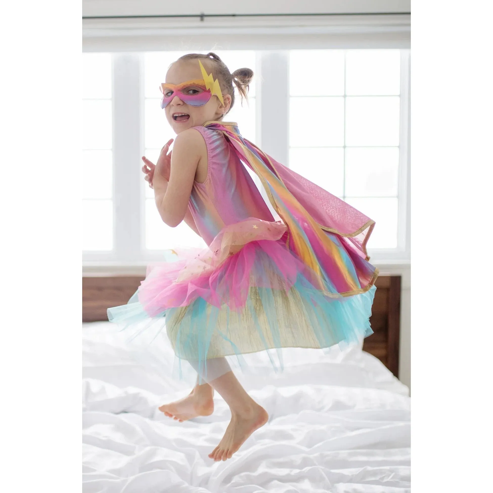 super duper tutu cape mask - metallic pink and gold